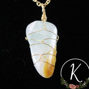 Hand Wrapped Jade Crystal Chain Necklace